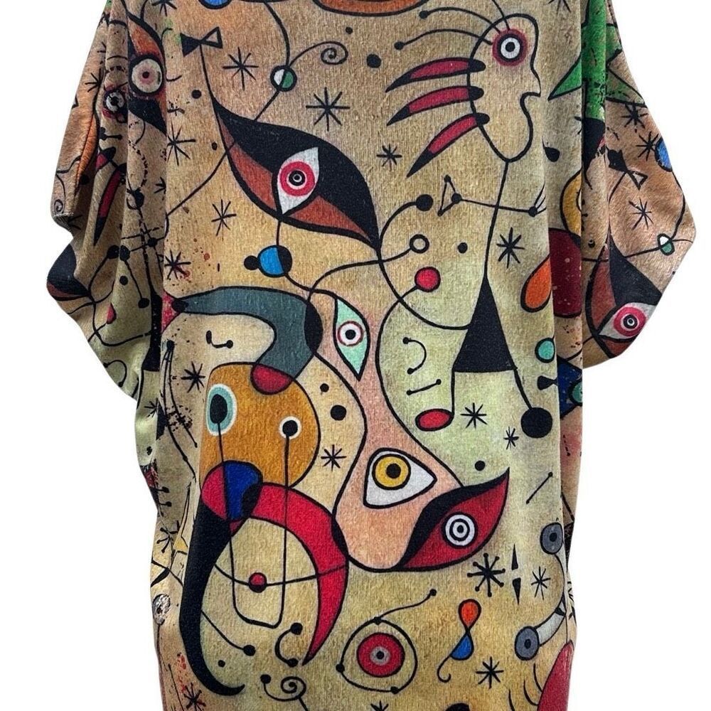 Vtg Sirelys Couture Top Womens 2XL Multicolor With Spanish Surreal Artwork Print - Picture 8 of 16